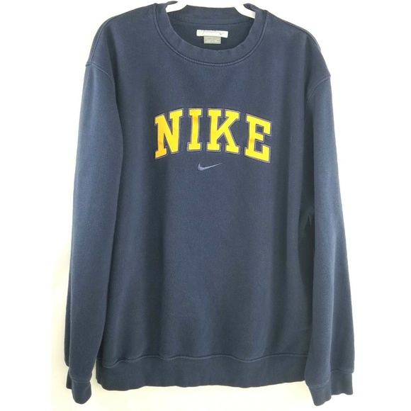 vintage 90s nike big logo yellow sweatshirt